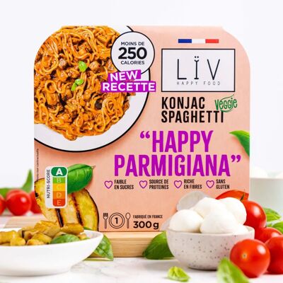 Cooked dishes of konjac & oats, Parmigianna low in sugar and gluten free