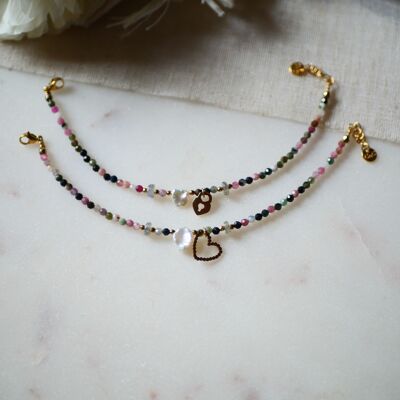 Tourmaline heart or padlock bracelet FLORENCE - Mother's Day Special