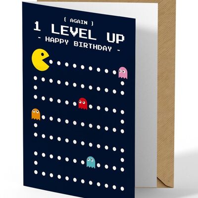 Grußkarte Pac Man Geburtstag 1 Level höher