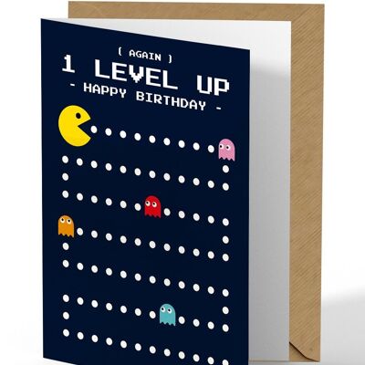 Grußkarte Pac Man Geburtstag 1 Level höher