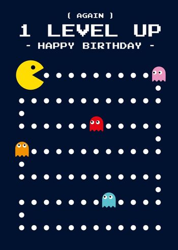Carte de voeux Pac Man anniversaire 1 niveau supérieur 4