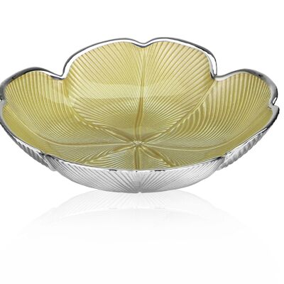 Colored and Silver Glass Bowl Ø 30 cm "Quadrifoglio Oro Perlato" Line