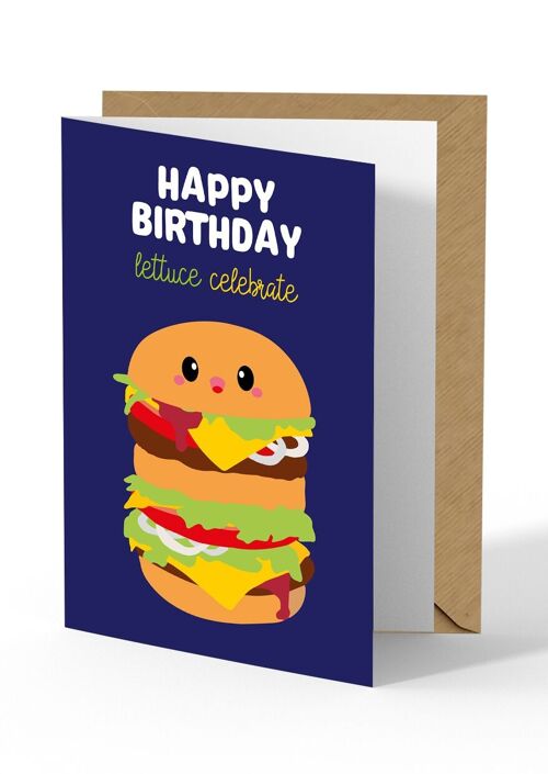 Greeting card Birthday with Hamburger fast food