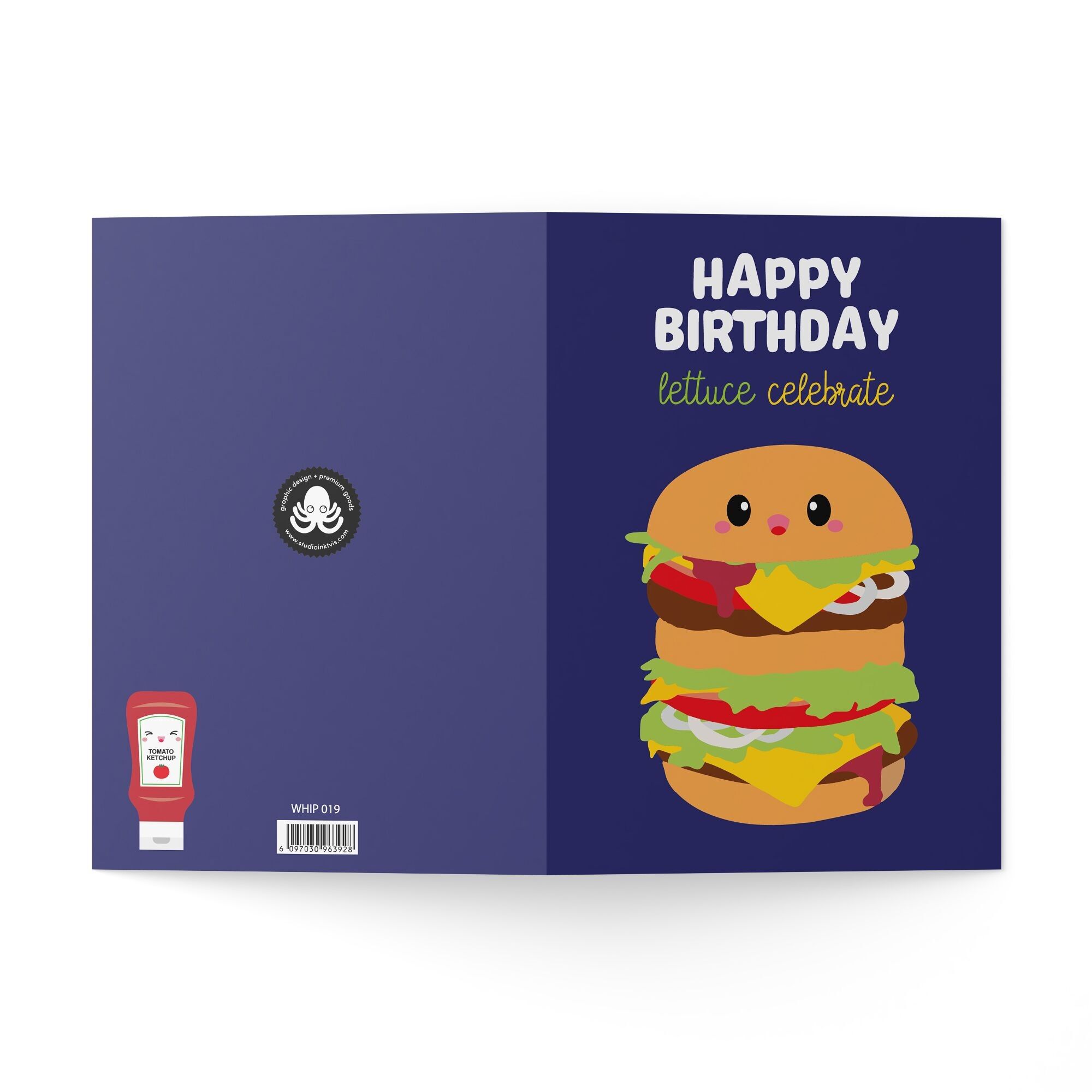Greeting card Birthday with Hamburger fast food