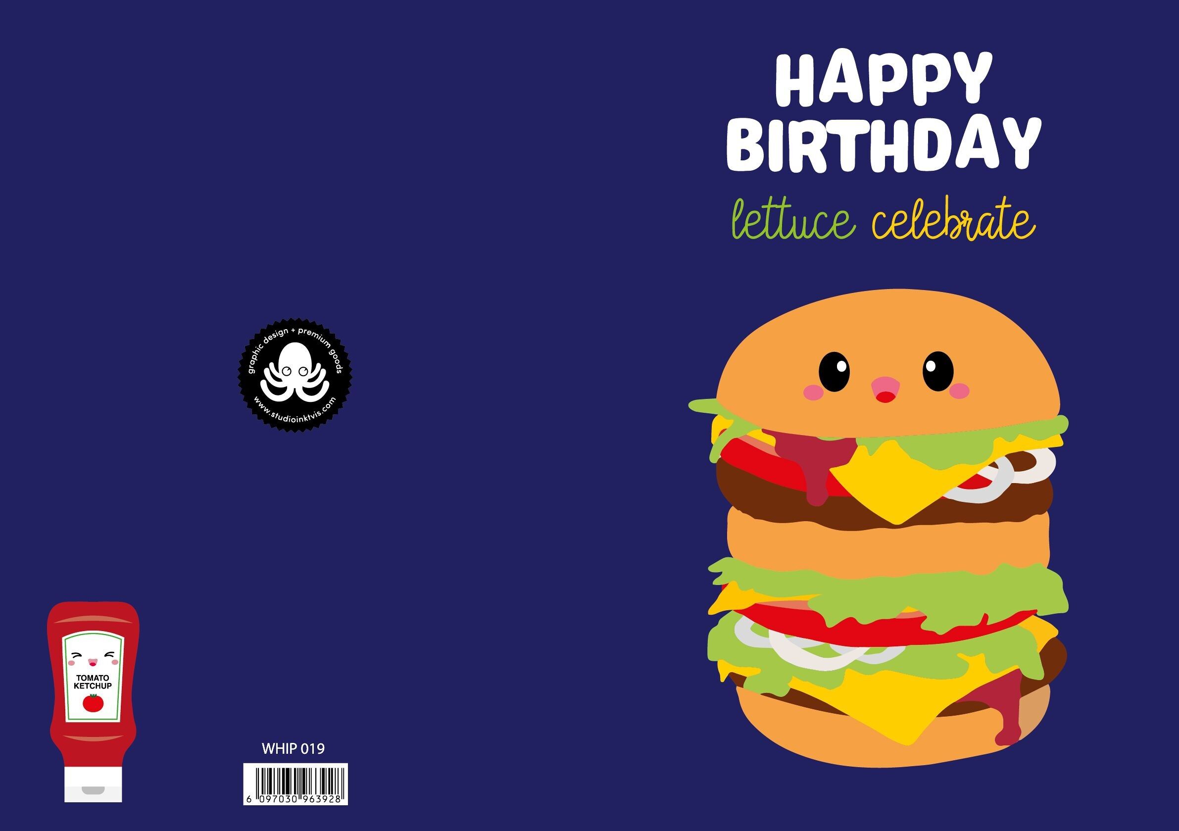 Greeting card Birthday with Hamburger fast food