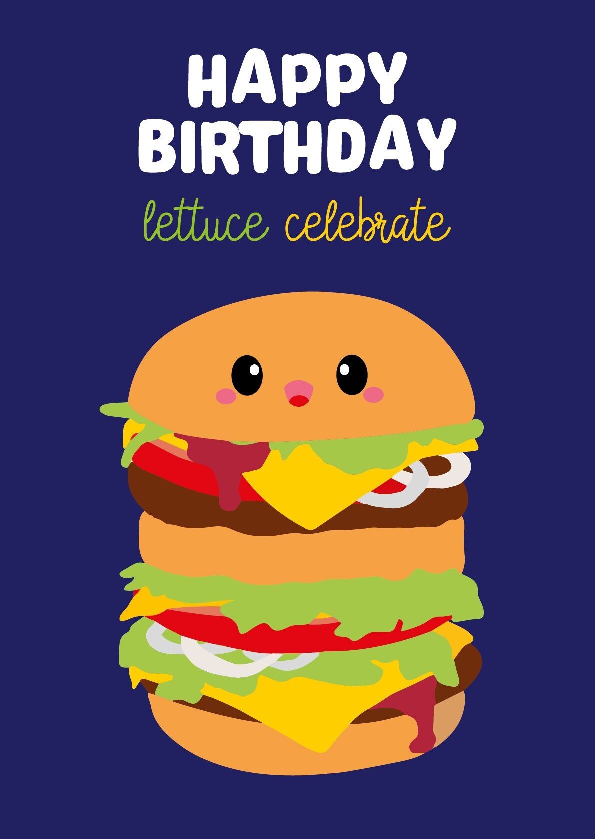 Greeting card Birthday with Hamburger fast food