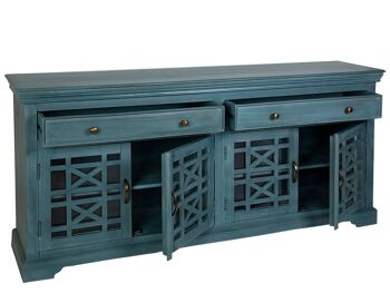 BUFFET 4P+2C BOIS BLEU 180X40X85CM HM181003 3