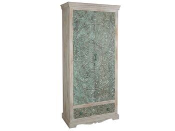 ARMOIRE 2P+1 TIROIRS BOIS SCULPTÉ HM181006 1