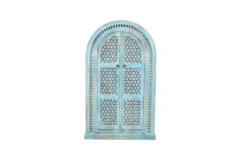 ARMOIRE EN BOIS SCULPTÉ TURQUOISE 110X40X190CM HM181071 2