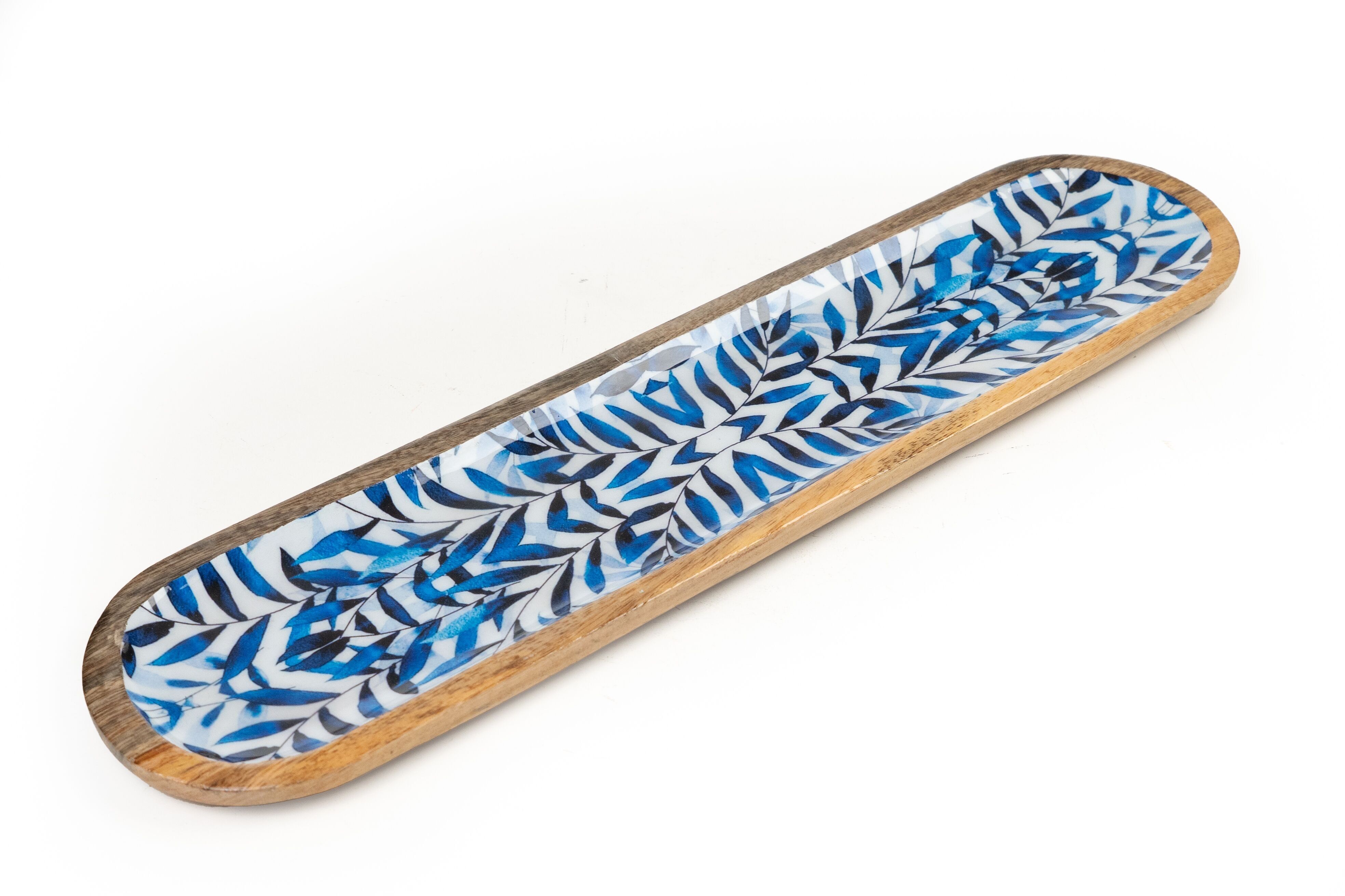 OVALES TABLETT AUS BLAU LACKIERTEM HOLZ HM241