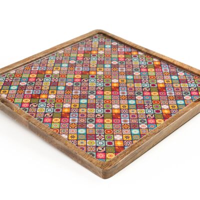 SQUARE TRAY. COLORED LACQUERED WOOD 30X30X2CM HM2418