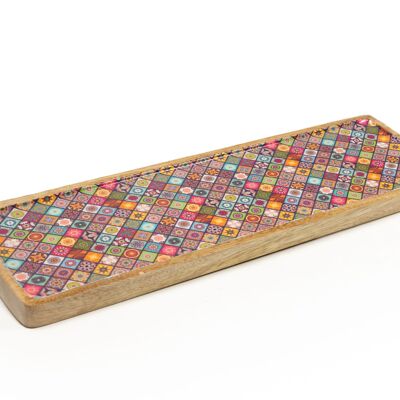 RECTANGLE TRAY COLORED LACQUERED WOOD 50X15X4CM HM2422