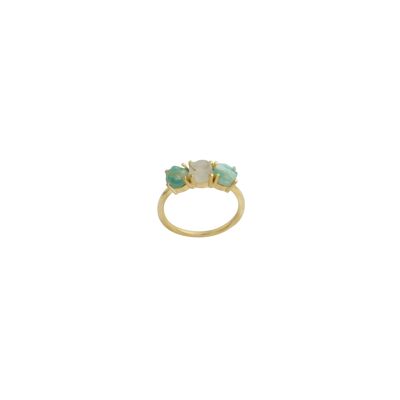 Bague Sinnes - Plaqué or - Amazonite / Pierre de lune