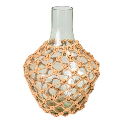 ROPE LINED GLASS BOTTLE 23X23X31CM HM2615