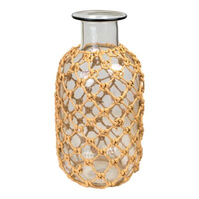 ROPE LINED GLASS BOTTLE 18X18X34CM HM2616