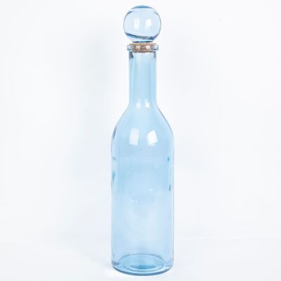 BLUE RECYCLED GLASS BOTTLE 14X14X50CM HM261126