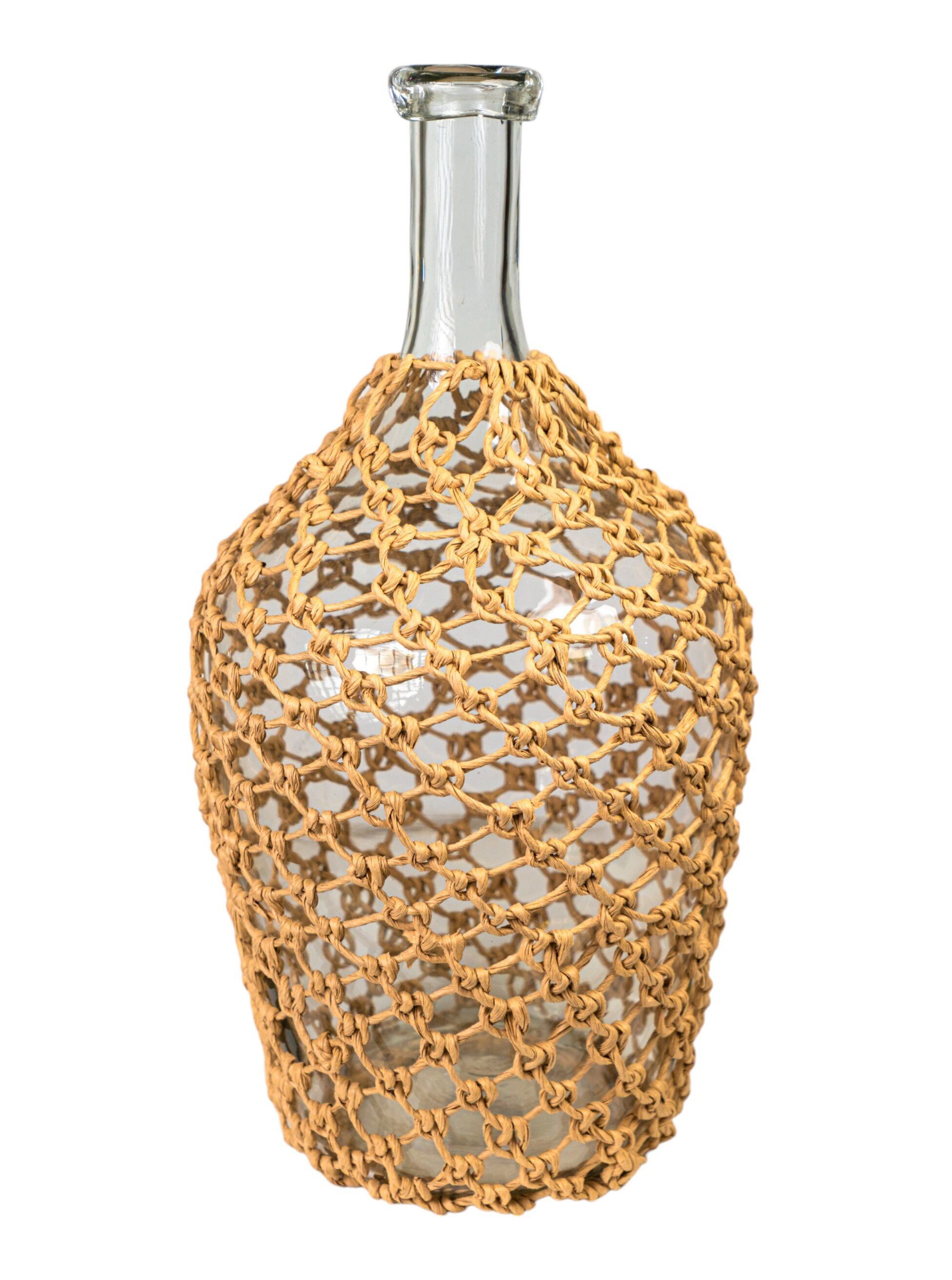 Mit Seil ausgekleidete Glasflasche HM2617