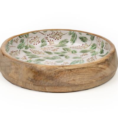 LACQUERED WOOD BOWL LEAVES 31X31X6CM HM2412