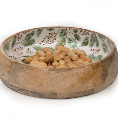 LACQUERED WOOD BOWL LEAVES 25X25X6CM HM2413