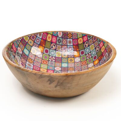COLORFUL LACQUERED WOOD BOWL 25X25X8CM HM2425