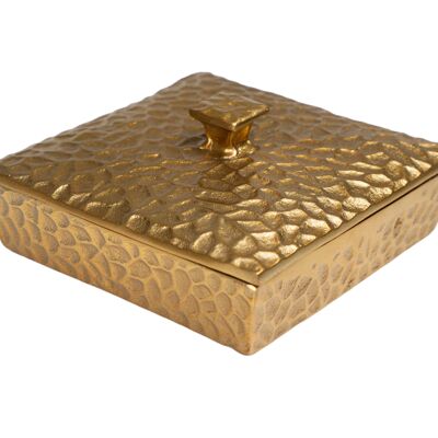 HAMMERED GOLD ALUMINUM BOX HM33739