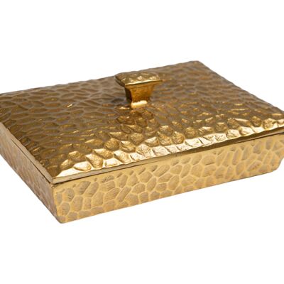 HAMMERED GOLD ALUMINUM BOX HM33740