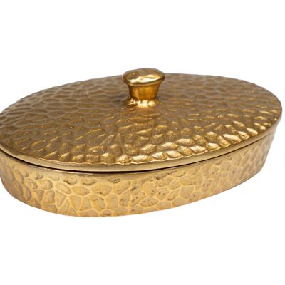 SCATOLA IN ALLUMINIO ORO MARTELLATO 26X18X9CM HM33741