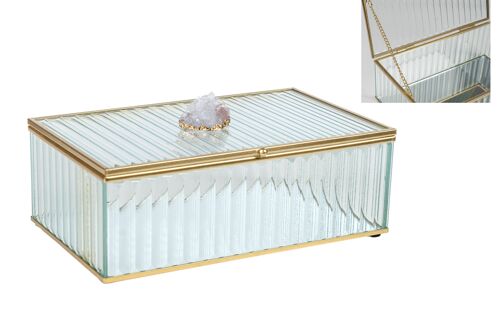 CAJA VIDRIO/METAL DORADO 15X9X6CM HM843502