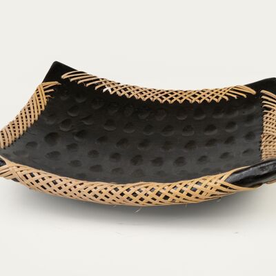 BLACK CERAMIC CENTER / RATTAN HM47273