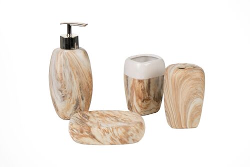 CONJUNTO BAÑO 4 PCS CERAMICA MARMOLADO BEIGE HM843783