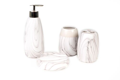CONJUNTO BAÑO 4 PCS CERAMICA MARMOLADO GRIS HM843782