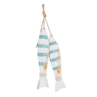SET OF TWO FISH HANGING WOOD 7X2X30CM HM843523