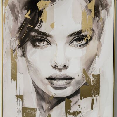 PICTURE WITH FRAME LADY WITH GOLD PAPER 83X5X123CM HM404
