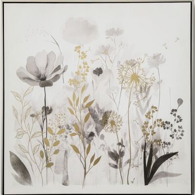 TABLEAU AVEC FLEURS CADRE AVEC PAPIER DORÉ HM406