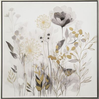 QUADRO CON FIORI CORNICE CON CARTA ORO 83X5X83CM HM407