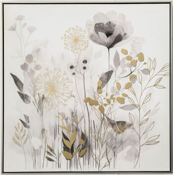 TABLEAU AVEC FLEURS CADRE AVEC PAPIER DORÉ 83X5X83CM HM407