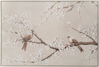 TABLEAU AVEC BRANCHES CADRE PEINT À L'HUILE 150X4X100CM HM4013