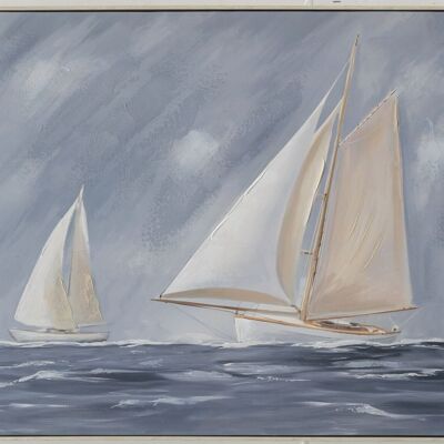 PAINTING WITH FRAME SAILBOATS PAINTED OIL HM408