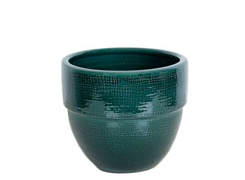 COUVERCLE-POT EN CÉRAMIQUE VERTE ÉMAILLÉE 16X19X19CM HM31116