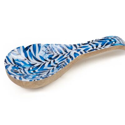 BLUE LACQUERED WOOD SPOON/DUCKET 27X9X5CM HM245