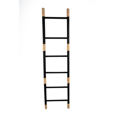 ESCALERA MADERA/RATTAN NEGRA HM842