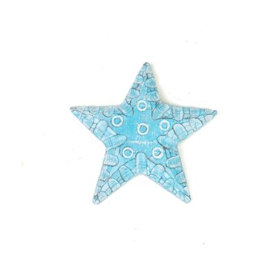 TURQUOISE WOOD STAR 20X20X4CM HM47584