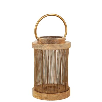 FAROL MADERA/METAL DORADO 17X17X26CM HM311018