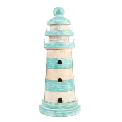 LANTERNE EN BOIS TURQUOISE HM47591