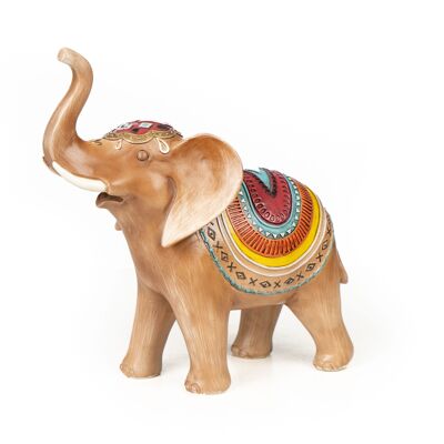 FIGURINE ÉLÉPHANT COLORÉE EN RÉSINE HM105