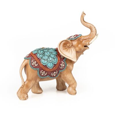 FIGURINE ÉLÉPHANT COLORÉ EN RÉSINE 20X10X21CM HM109