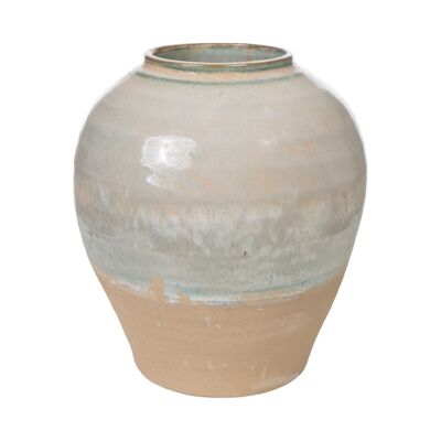 TWO-TONE BLUE/BEIGE TERRACOTTA VASE HM213