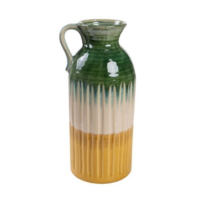 VASO IN CERAMICA CON MANICO MULTICOLORE 14X14X32CM HM298