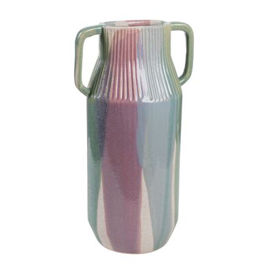 CERAMIC VASE MULTICOLOR HANDLES 20X15X40CM HM288