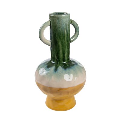 CERAMIC VASE WITH MULTICOLOR HANDLES HM296